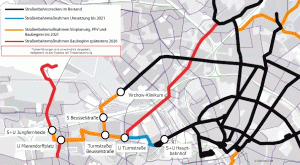 Planungsauftrag zum Grafik: Ausbau des Straßenbahnnetzes nach Koalitionsvertrag 2016 und Stadtentwicklungsplan Verkehr, Quelle: SenUVK